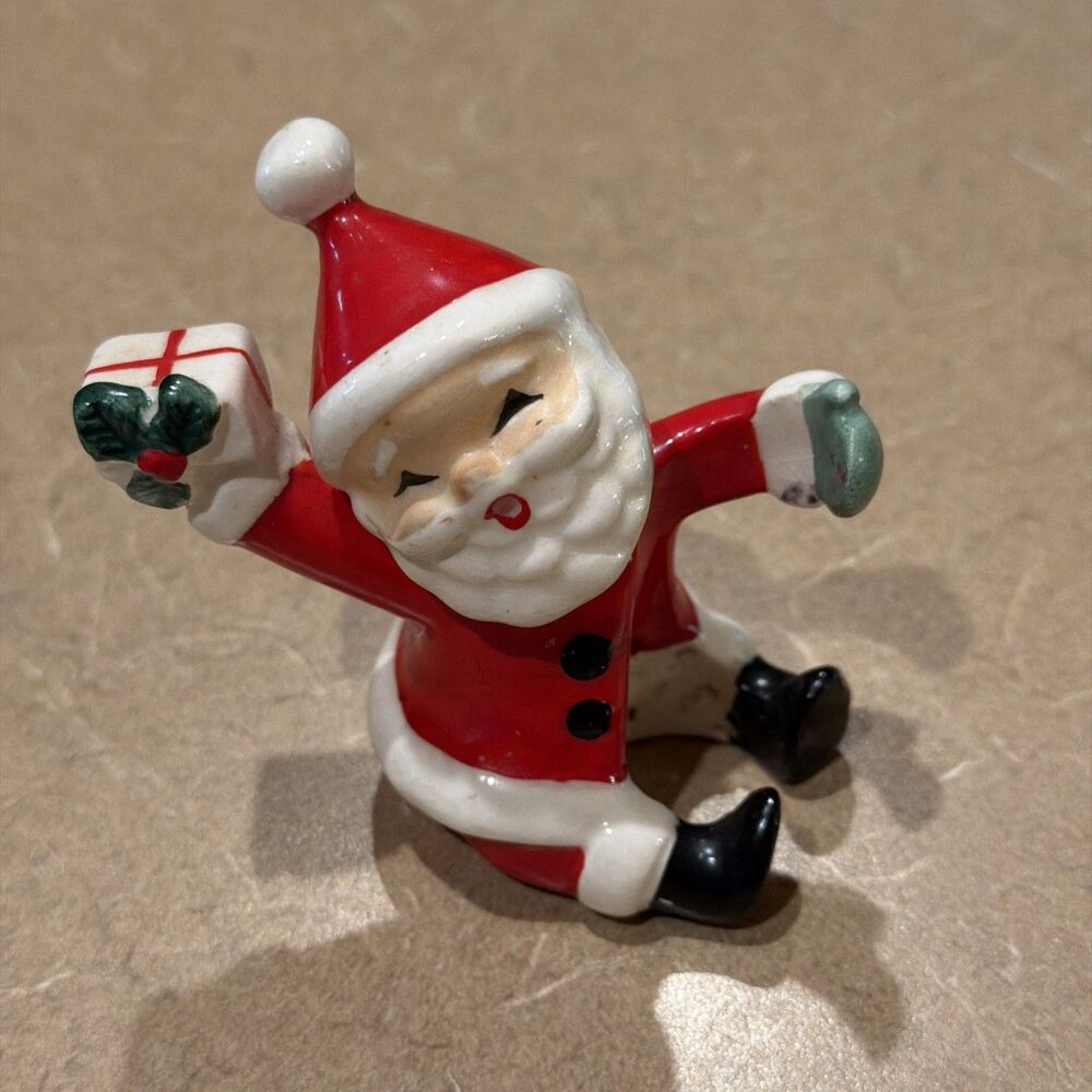 Vintage Santa Candle Hugger Climbers Napco Japan Vintage Christmas Ceramic 1957